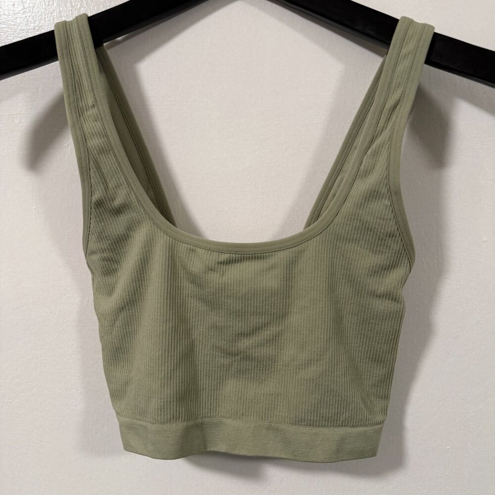 Aerie Light Green Scoop Kneck Ribbed Seamless Wireless Crop Top Bralette SIze S